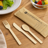 Ensemble de couverts jetables biodégradables et compostables en bambou, emballés individuellement, couteau, fourchette, cuillère, boîte de voyage, marque SanYou, pour les fêtes