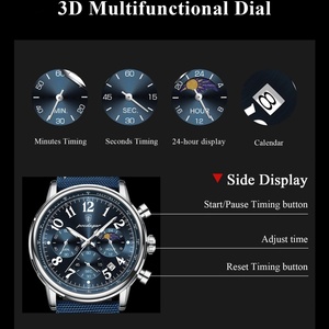 Reloj Deportivo de Lujo POEDAGAR para Hombre, Resistente al Agua, Luminoso, Cronógrafo, Fecha, Reloj de Cuarzo con Correa de Nylon y Cuero - Product Image 4