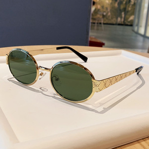 Retro <b>Round</b> <b>Sunglasses</b> Gold <b>Frame</b> UV400 Women's Fashion Sunshades Type 3 PC Lens Black <b>Frame</b> - Product Image 5