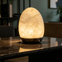 Lámpara de Mesa Nórdica de Alabastro, Lámpara de Mesa de Alabastro Hecha a Mano, Lámpara de Mesa de Alabastro Recargable, Lámpara de Mesa de Mármol