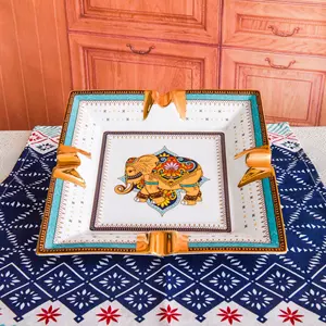 منفضة سجائر فاخرة بتصميم مبتكر من البورسلين الذهبي للاستخدام الخارجي، منفضة سجائر سيراميك للسيجار - Product Image 4