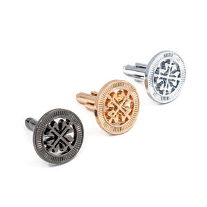 高級卸売 カスタムロゴ スーツシャツ ブラックシルバー スタッズセット 宝石 カスタム メンズ カフスボタン パーソナライズ カフスボタン メンズ用 - Product Image 2