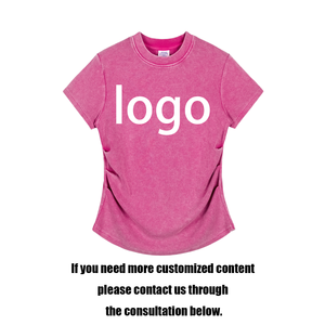 T-shirt da uomo personalizzata di alta qualità, a <span class=keywords><strong>maniche</strong></span> <span class=keywords><strong>corte</strong></span>, elasticizzata, slim fit, con effetto arricciato, stile americano, dolce e piccante, lavata. - Product Image 2