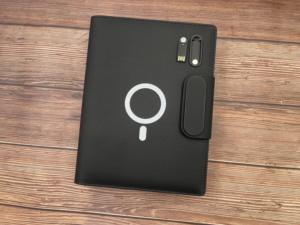 Bloc-notes magnétique sans fil avec chargeur, clé USB + stylo, logo personnalisé, coffret cadeau de bureau - Product Image 3