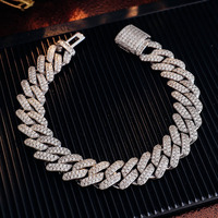 Hip-hop Rap Style chaîne cubaine 10k or blanc 15mm laboratoire diamant grand lien cubain hommes bijoux fête cadeau collier