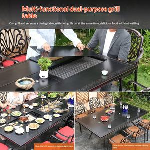 Mesa de <span class=keywords><strong>Barbacoa</strong></span> de Aluminio Fundido de Estilo Moderno y Sencillo para Exteriores, Parrilla <span class=keywords><strong>Eléctrica</strong></span> de Carbón de Doble Uso para <span class=keywords><strong>Terraza</strong></span> y Jardín - Product Image 3