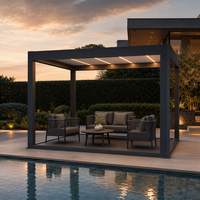 Pergola motorisée en aluminium à toit à lamelles réglables, imperméable, de luxe, pour jardin, patio, balcon, utilisation en extérieur