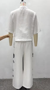 Nouvel ensemble décontracté deux pièces pour <span class=keywords><strong>femme</strong></span> grande taille : chemise à manches mi-longues et pantalon africain taille haute à nouer - Product Image 6