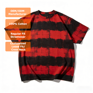 Camiseta de algodón de 300 g/m² para hombre, teñida con efecto tie-dye, corte holgado personalizado, estilo vintage a rayas, fabricante de ropa urbana. - Product Image 1