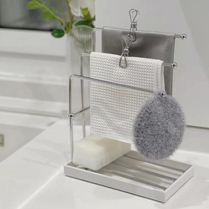 Draining <b>Cloth</b> <b>Rack</b> Rectangle Countertop Storage Gadget For Kitchen Towel Sponge Holder - Product Image 3