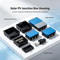 Boîtier moulé par injection sur mesure OEM pour boîtier de jonction solaire photovoltaïque, boîte de connexion photovoltaïque, outillage plastique, moule classe 102
