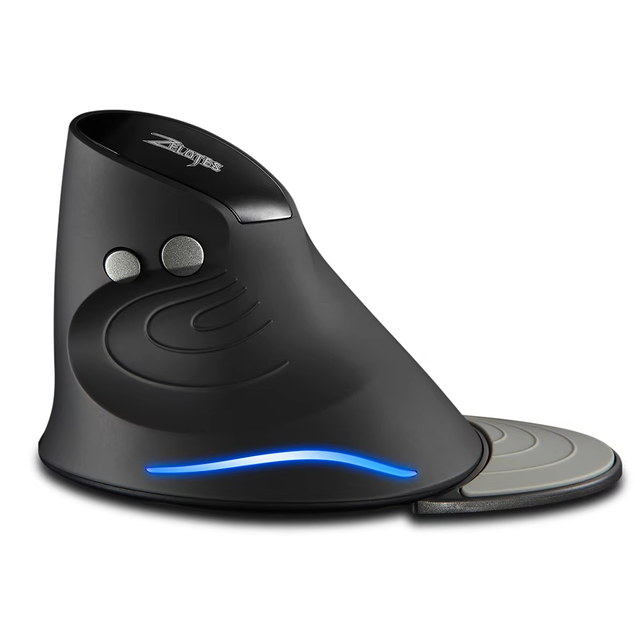 ZELOTES F-17 Wireless Vertical Mouse LED Blue Backlit Ergonomics Customizable 2.4G Wireless Gaming Mouse