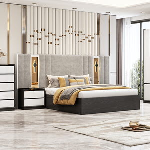 Ensemble complet de chambre à coucher de luxe de haute qualité en gros, <span class=keywords><strong>lit</strong></span> king size avec tête de <span class=keywords><strong>lit</strong></span> lumineuse, ensemble de meubles de chambre à coucher modernes en bois - Product Image 2
