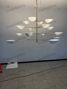 Style américain fait à la main feuille d'or <span class=keywords><strong>ancien</strong></span> double <span class=keywords><strong>lustre</strong></span> de salle à manger lampe de hall d'hôtel <span class=keywords><strong>lustre</strong></span> de foyer d'entrée intérieure - Product Image 2