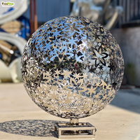 Esfera Geodésica de Acero Inoxidable, Espejo Reflectante, Escultura para Exteriores, Plaza, Jardín, Arte Paisajístico Moderno