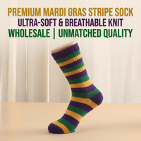 Chaussettes rayées Mardi Gras en gros – Chaussettes côtelées respirantes de qualité supérieure pour fête, uniforme de carnaval, festival – Chaussettes fantaisie personnalisées