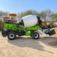 Camion malaxeur à béton autochargeur à petites roues de 2 m³ pour la construction, malaxeur à ciment tout-terrain