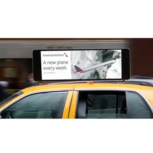 شاشة ليد P2.5 P4 مزدوجة الجوانب للإعلان في سقف السيارة قابلة للبرمجة * * بشاشة ليد لسيارة الأجرة في الهواء الطلق
