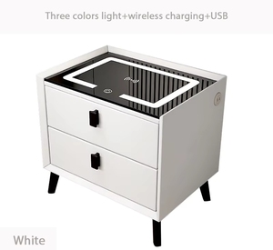 Mesa de Noche, Luz LED con Carga Inalámbrica, Puerto USB, Altavoz Bluetooth, Muebles para el Hogar, <span class=keywords><strong>Dormitorio</strong></span>, Mesita de Noche Moderna - Product Image 2