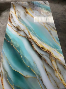 แผ่นผนังพีวีซี3D คลาสสิกทันสมัยหินอ่อนทางเลือกสูงมันวาวกันน้ำแผ่นหินอ่อน UV มีลวดลายเรขาคณิตและดอกไม้ - Product Image 6