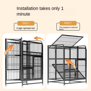 <span class=keywords><strong>Cage</strong></span> intérieure extra-large pour chat <span class=keywords><strong>avec</strong></span> toilette intégrée, motif uni, construction en acier écologique, fermeture à bouton pour petites races - Product Image 5