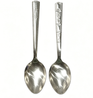 Ensemble de couverts en acier inoxydable de qualité supérieure, design floral moderne, résistant à la chaleur, manche long, cuillère et fourchette anti-rouille pour usage commercial