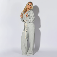 Ensemble 2 pièces OEM personnalisé pour femme : survêtement streetwear tendance, sweat à capuche court zippé et pantalon large respirant à séchage rapide