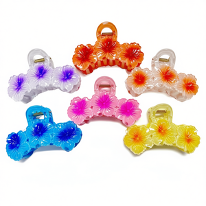 Tre fermagli per capelli a forma di fiore da 10 cm, colorati, per donne e ragazze - Product Image 1