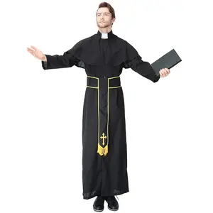 Костюм для Хэллоуина, пасхальный карнавал для взрослых, мужской костюм священника, мужской халат для Хэллоуина