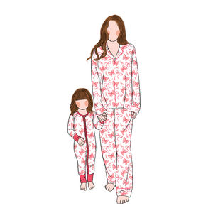 Nuovo stile all'ingrosso disegni personalizzati di bambù manica lunga mamma <span class=keywords><strong>e</strong></span> Me famiglia abbinata pigiama genitore-bambino abbigliamento pagliaccetto bambino - Product Image 4
