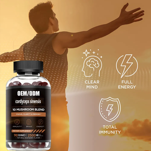 Ausreson Vegan <span class=keywords><strong>Cordyceps</strong></span> <span class=keywords><strong>Sinensis</strong></span> Gummies Reishi Lions Juba Cogumelo Gummies Memória Energia Booster Sem Açúcar <span class=keywords><strong>Cordyceps</strong></span> Gummies - Product Image 2