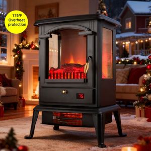 Insert de cheminée électrique infrarouge à flamme réaliste, avec bûches de grande taille, autoportant, portable, à brancher, en quartz et plastique durable - Product Image 5