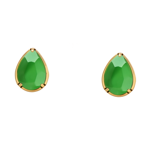 Boucles d'oreilles tendance en forme de goutte d'eau avec pierre verte, plaqué or PVD, en acier inoxydable 316L, durables et résistantes - Product Image 2