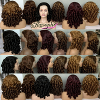 Perruques en cheveux humains vietnamiens Super Double Drawn à livraison rapide, 18 pouces, couleur ombrée, bouclées Pixie, sans colle, avec dentelle HD complète