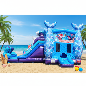 Castillo Inflable Acuático Híbrido con Tobogán Doble para Niñas, Modelo Sirena, en Venta - Product Image 1