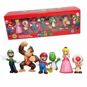 Mainan PVC kotak warna 2.5 inci 8cm untuk anak-anak seri hadiah mainan mario figur mario hongos Koopa Bowser Luigi