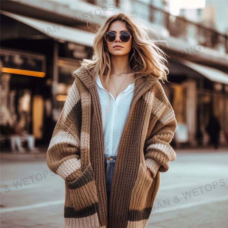 Maglione Cardigan a righe 2025 nuovi prodotti Cardigan autunno Cardigan  donna Cardigan lungo