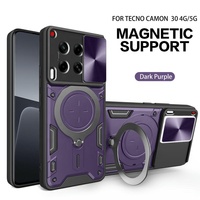 Étui de protection de qualité militaire pour Tecno Camon 40 30 Pro 4G 5G avec protection d'objectif, béquille magnétique et support de fixation voiture, noir