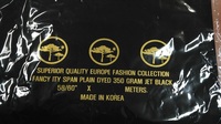 Tissu extensible Alif Crystal Ity Span Jet Black 68/70" X 30 Yds fabriqué en Corée