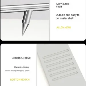 الفولاذ المقاوم للصدأ مقبض معدني المحار سكين الفتحات للأسماك قذيفة مريحة أدوات المأكولات البحرية - Product Image 5