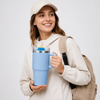 Gobelet isotherme personnalisé en acier inoxydable de 20 oz avec poignée pour l'extérieur, gobelet à café ou à eau imprimé avec logo