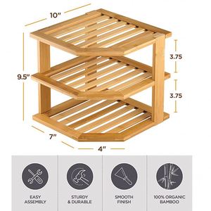 Bamboo <b>Corner</b> Shelf with 3 Tier <b>Kitchen</b> <b>Corner</b> Plate Rack Cabinet Organizer Pantry Organization and <b>Storage</b> - Product Image 6