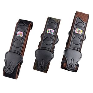 Sangle de guitare électrique réglable en cuir et coton avec fente pour plectre, accessoires musicaux, <span class=keywords><strong>GS105</strong></span>, 1 pièce, livraison gratuite - Product Image 2