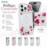 Coque de téléphone KINGSOUL magnétique sans fil en TPU+PC+verre avec strass scintillants et pierres précieuses à clipser pour iPhone 14/15/16/17 Pro Max