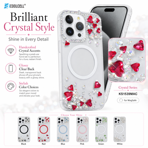 KINGSOUL Magnetic <b>Wireless</b> Charger TPU+<b>PC</b>+Glass Diamond Phone Case Glitter Bling Gemstones Snap-On Make *14/15/16/17 Pro Max - Product Image 2