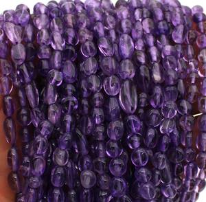 Natural Purple <b>Amethyst</b> Smooth Nugget Beads Gemstone Pebbles 5x6mm to 5x8mm 13 Inch Strand - Product Image 2