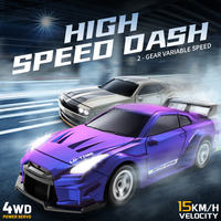 Voiture RC de course 2,4 GHz haute vitesse 15 km/h, 4x4, simulation, échelle 1/64, mini voiture télécommandée de drift avec lumière