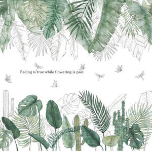 Autocollants <span class=keywords><strong>muraux</strong></span> en feuilles vertes tropicales, unités, pour chambre à coucher, canapé et arrière-plan de la télévision, sparadrap <span class=keywords><strong>muraux</strong></span> en vinyle amovibles, décoration de maison - Product Image 5