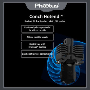 Phaetus Upgraded Conch Hotend Plus EndCoat Nozzle, neuf, buse en carbure de silicium pour imprimantes 3D Bambu Lab X1 P1 Series - Product Image 2