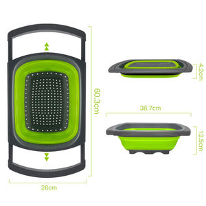 Égouttoir pliable <span class=keywords><strong>pour</strong></span> évier, outil de cuisine manuel, passoire en PP avec poignées extensibles - Product Image 5